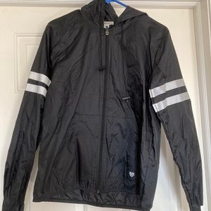 black zip up windbreaker